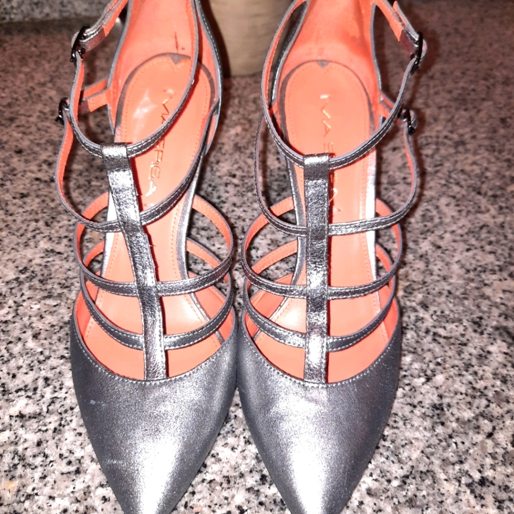 Via Spiga, sz6, metallic leather heels